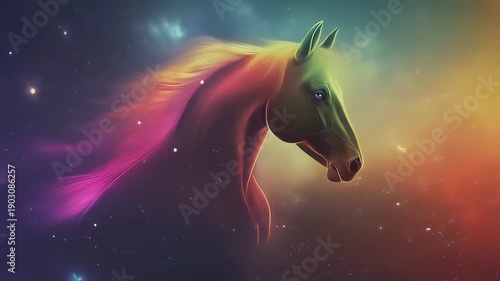 Colorful unicorns in a starry space background show different poses and expressions in a magical environment during a night setting
