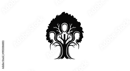 Abstract tree of people symbolizing unity and growth in business