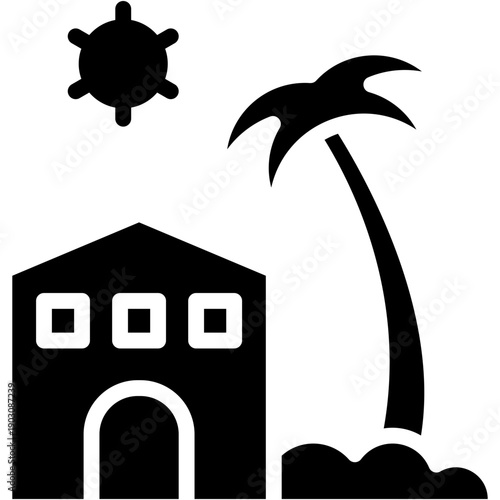 Beach Resort and Vacation Hotel Vector Icon