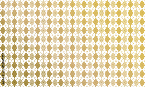 Fine Gold Argyle Plaid on White Background with Metallic Lines