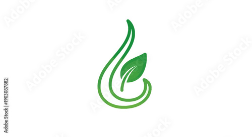 Vibrant green leaf swirl logo design symbolizing natural growth and environmental care