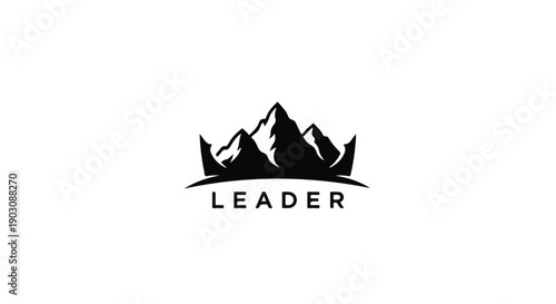 Majestic mountain range logo symbolizes leadership and peak achievement