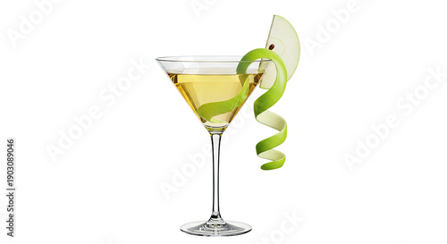 Apple Martini with Spiral Garnish