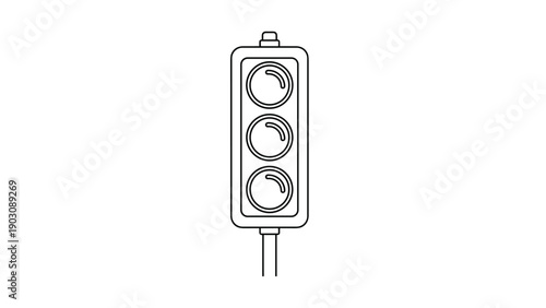 A clear and simple black and white line drawing of a standard vertical traffic light, ideal for educational coloring activities.