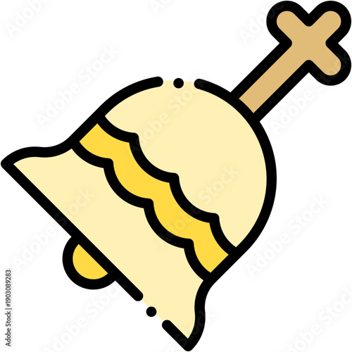 Hand Bell and Religious Music Symbol Vector Icon