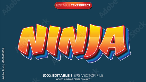 3d text effect ninja theme