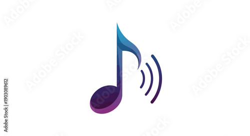 Vibrant gradient musical note with sound waves symbolizing digital audio and modern melody artwork