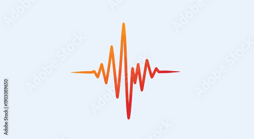 Vibrant orange and red gradient sound wave or heartbeat pulse line on a clean white background