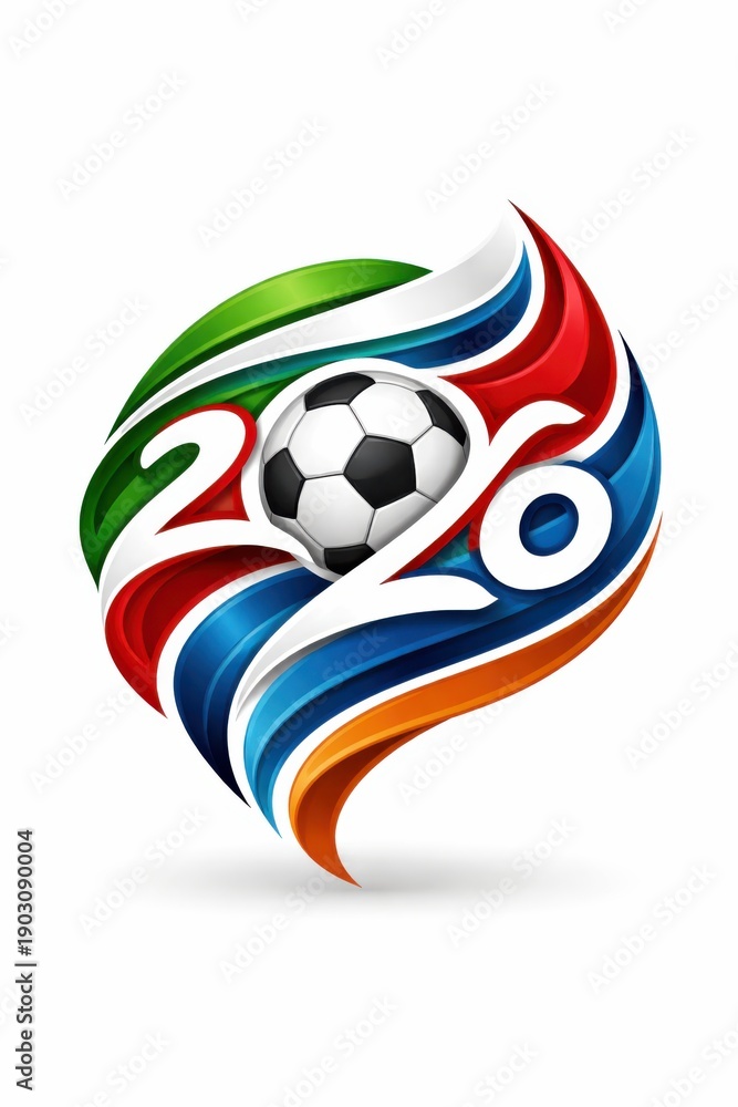 Obraz premium Colorful Soccer Ball 2026 Logo Illustration
