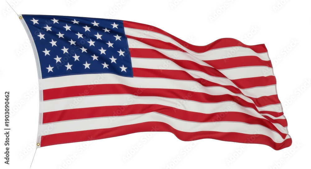 Fototapeta premium Waving American flag PNG isolated on transparent background, patriotic symbol of the United States of America