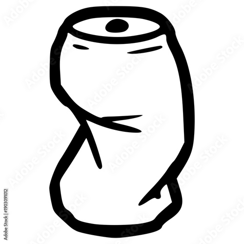 doodle dented soda can illustration hand drawn outline vector