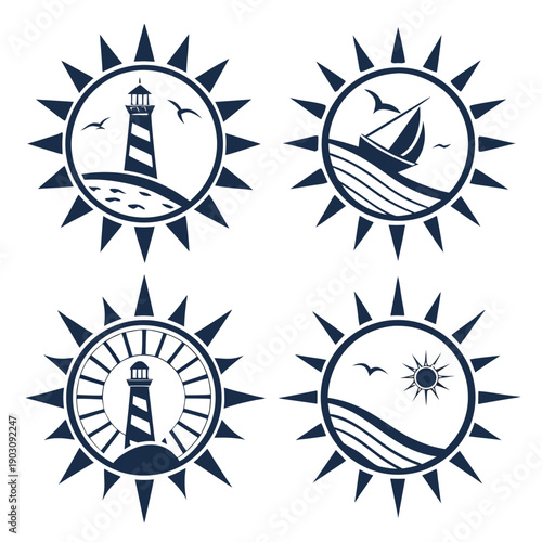 Four distinct icons representing various winter sports and activities. Vector