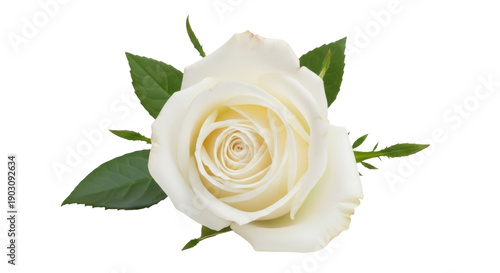 Elegant creamy white rose isolated PNG, delicate flower blossom on transparent background for wedding invitations and romantic designs