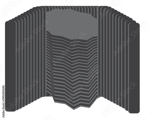 Abstract Dark Gray Accordion-style Geometric Folding Structure
