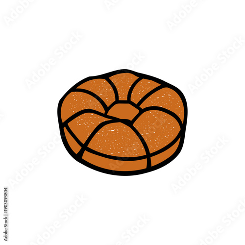 round sponge cake sprinkled with sugar vector illustration