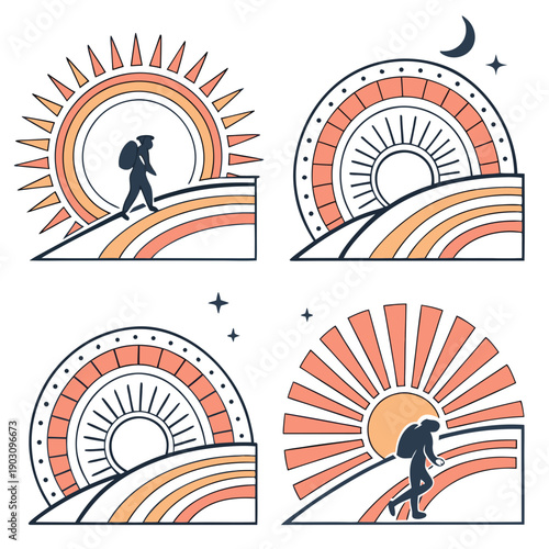 Ancient sundials and their use across different civilizations and time periods Vector