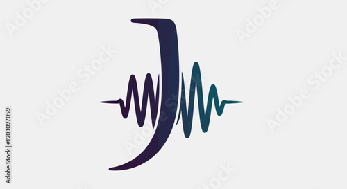Modern soundwave logo design combining a stylized letter J with an oscillating audio waveform