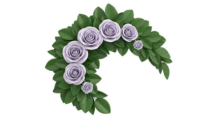 Lilac Roses and Green Leaves Garland