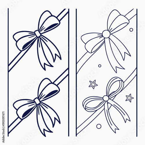 A collection of various bows and ribbons in different styles and designs. Vector