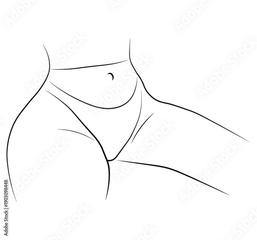 Woman legs swimsuit panties bikini hand drawing