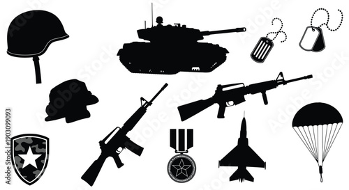 Set of Military Equipment Icons