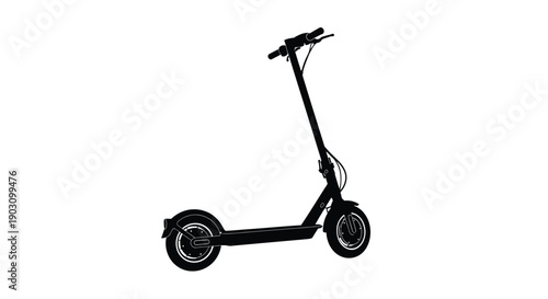 Silhouette of a modern electric kick scooter isolated against a clean white background illustration
