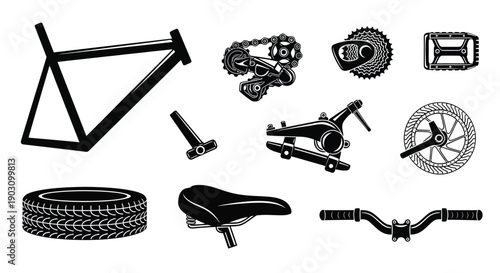 Set of Bicycle Parts Icons