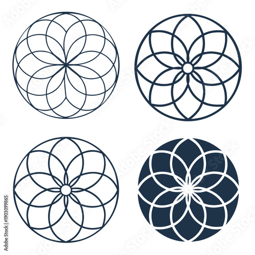 Intricate geometric patterns with symmetrical and repetitive designs Vector