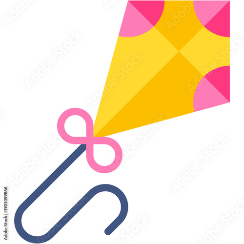 Flying Kite Outdoor Summer Game Vector Icon