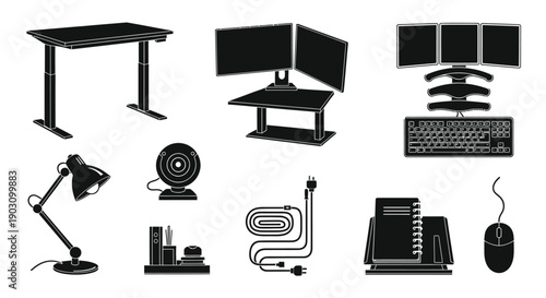 Set of Office Workstation Icons