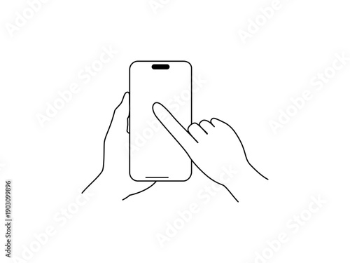 線画　スマホと操作する手1