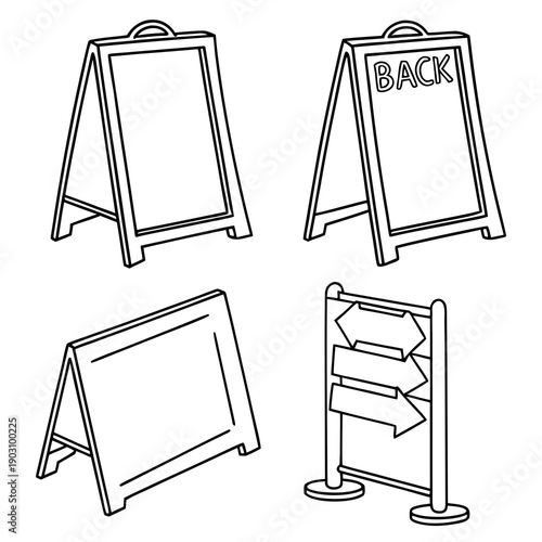 Four different types of signs used for displaying information or advertising Vector