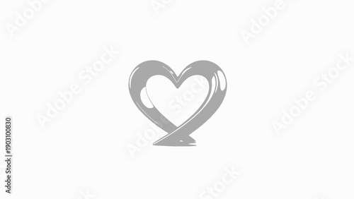 A beautifully stylized grey heart icon on a clean white background representing love and modern