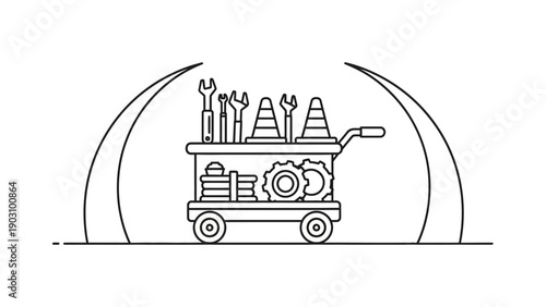 Essential tools and equipment for maintenance and repair services on a mobile utility cart concept