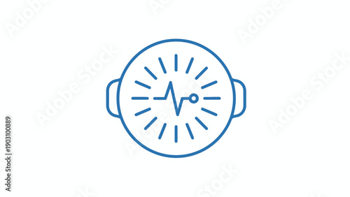 Wearable Health Monitoring Device Icon with ECG Heartbeat Signal and Radiating Activity Lines for