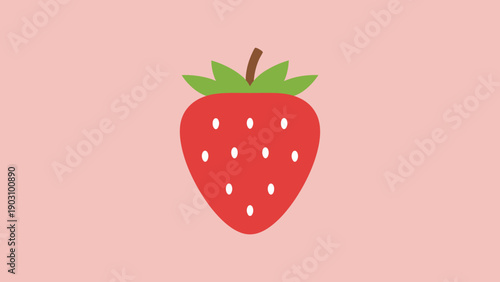 Deliciously fresh vibrant red strawberry fruit vector illustration on a soft pink background