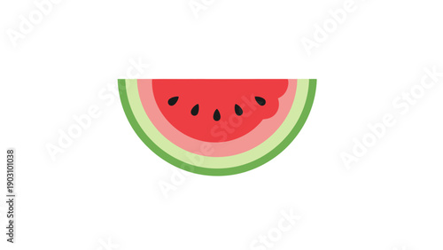 Delicious Refreshing Watermelon Slice Flat Design Illustration on White Background