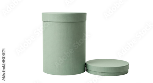 Tableau sur toile Sage green round hat box with lid isolated PNG, elegant storage container for gi