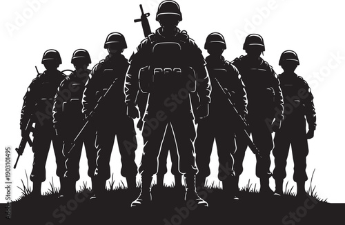 Patriotic National Day Concept with Soldiers Silhouette