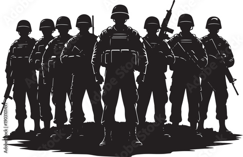 National Pride and Unity with Soldiers Silhouette