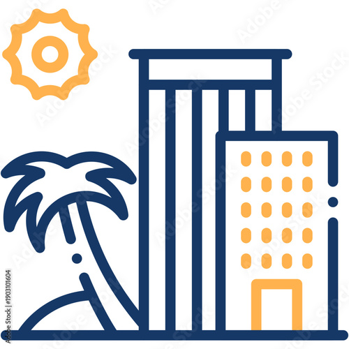 Hotel Building for Vacation and Travel Vector Icon