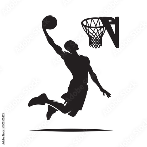basketball dunk vector silhouette clip art logo design illustration.  abstract dunk icon collection