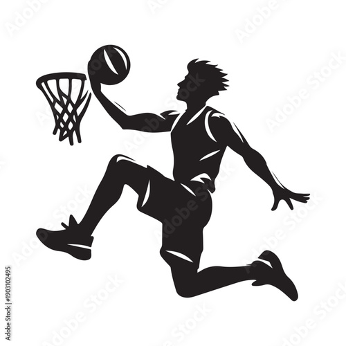 basketball dunk vector silhouette clip art logo design illustration.  abstract dunk icon collection
