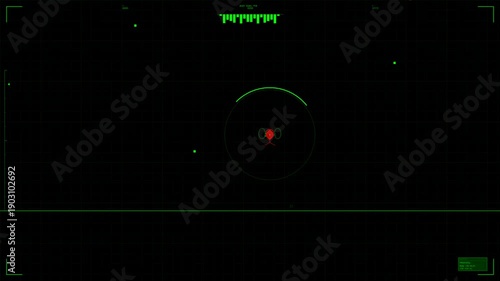 Wallpaper Mural Digital interface shows a target tracking system with radar like graphics. The screen displays green lines and circles in a dark background, suitable for military or sci fi applications. Torontodigital.ca