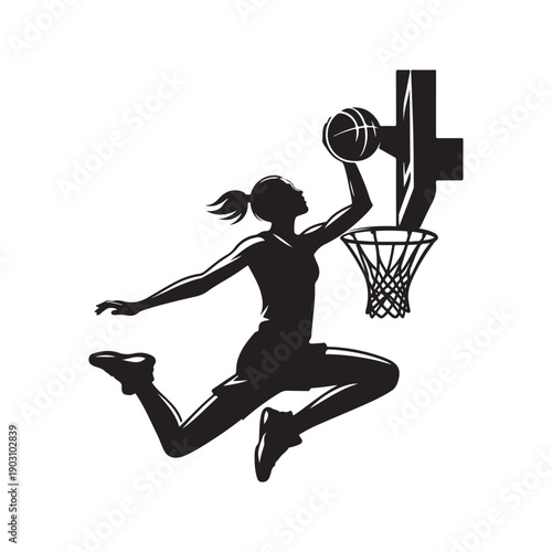 basketball dunk vector silhouette clip art logo design illustration.  abstract dunk icon collection