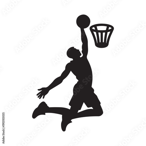 basketball dunk vector silhouette clip art logo design illustration.  abstract dunk icon collection