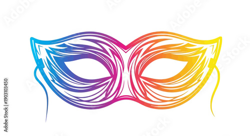 Vibrant Rainbow Carnival Mask Illustration Festive Masquerade Design for Celebrations and Events