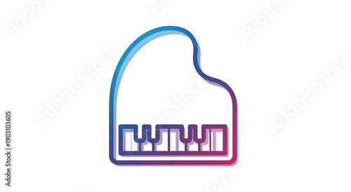 Modern Gradient Line Art Grand Piano Icon for Music and Creative Design Projects