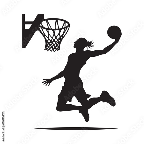 basketball dunk vector silhouette clip art logo design illustration.  abstract dunk icon collection