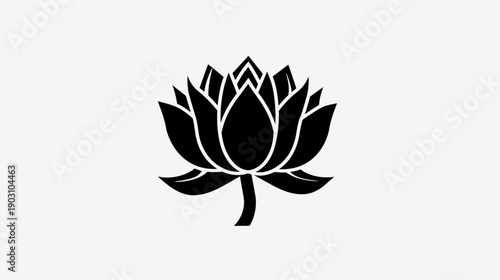 Black lotus flower illustration on white background symbolic of peace and purity